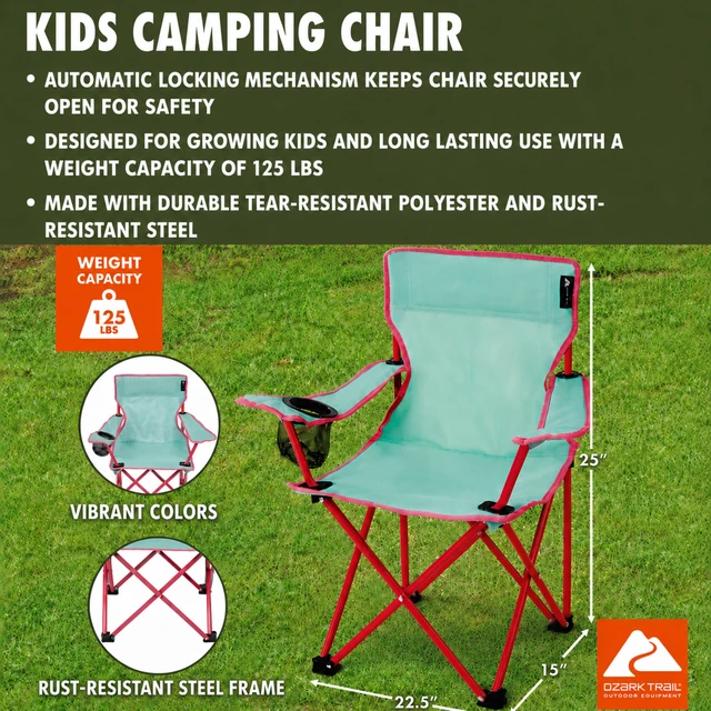 Alt view image 5 of 6 - Ozark Trail Kids Camping Chair with Cupholder, Green