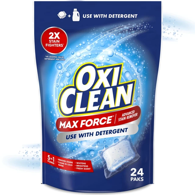 Main image of OxiClean Max Force Advanced Stain Remover Power Paks, Gentle Color-Safe Stain Treater, 24 Count