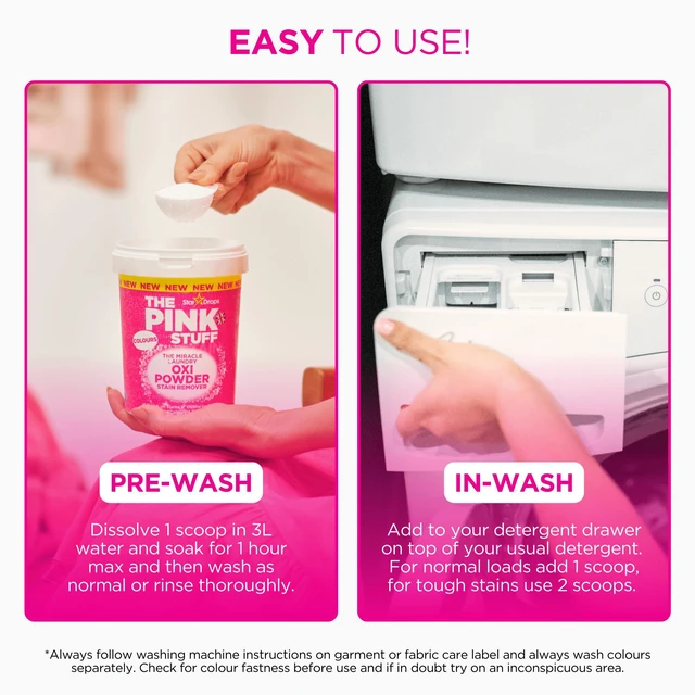 Alt view image 5 of 5 - The Pink Stuff Miracle Laundry Oxi Powder Stain Remover for Colors, 1kg