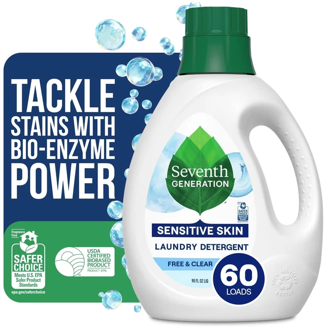 Main image of Seventh Generation Free & Clear Liquid Laundry Detergent, Fragrance Free, 90 fl oz, 60 Loads