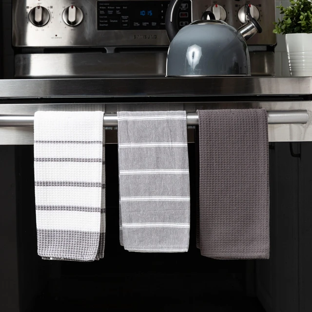 Alt view image 4 of 5 - Fabstyles Fouta 3 Piece Assorted Kitchen Towel Set, 100% Cotton, 26" x 18"