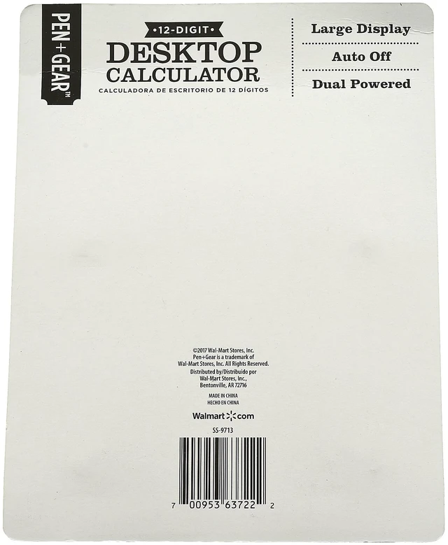 Alt view image 3 of 6 - Pen+Gear 12 Digit Large Display Desktop Calculator, Gray