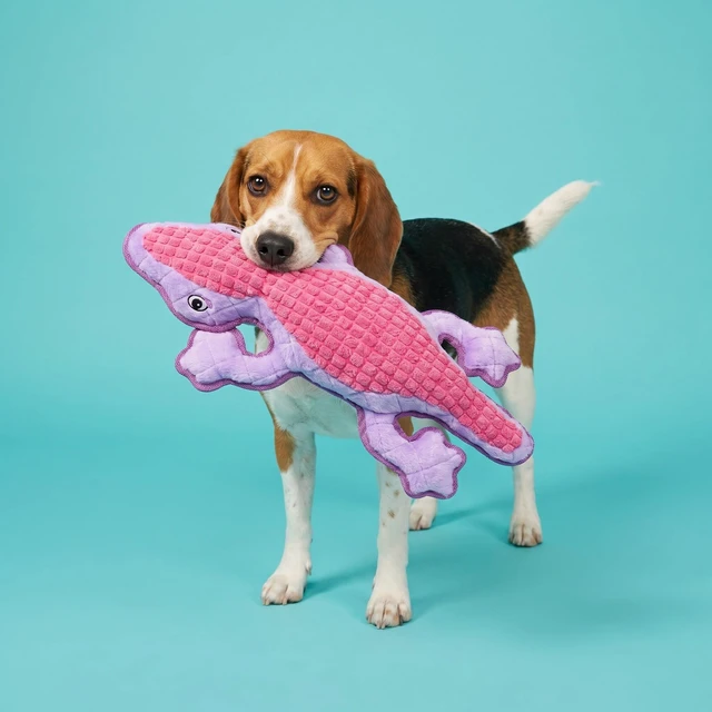 Alt view image 3 of 6 - Vibrant Life Purple Lizard Plush Dog Toy with Squeaker, Chew Level 4