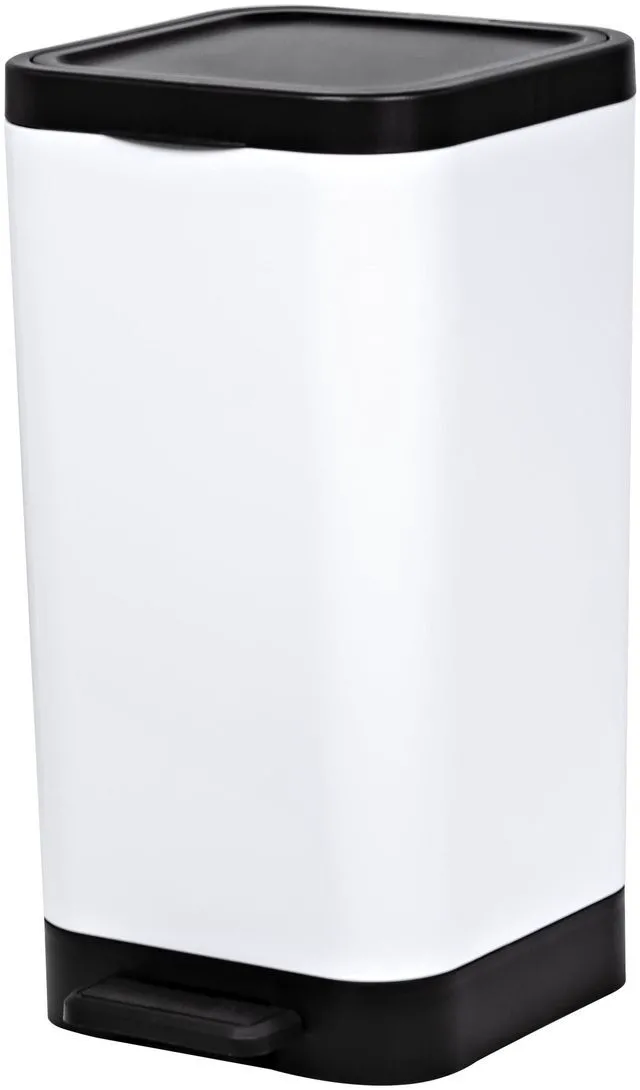Main image of Hefty 2.6 Gallon Small Plastic Bathroom Step Trash Can with Foot Pedal Lid, White