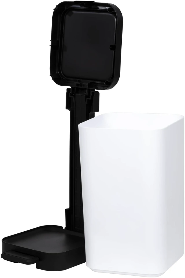 Alt view image 7 of 7 - Hefty 2.6 Gallon Small Plastic Bathroom Step Trash Can with Foot Pedal Lid, White