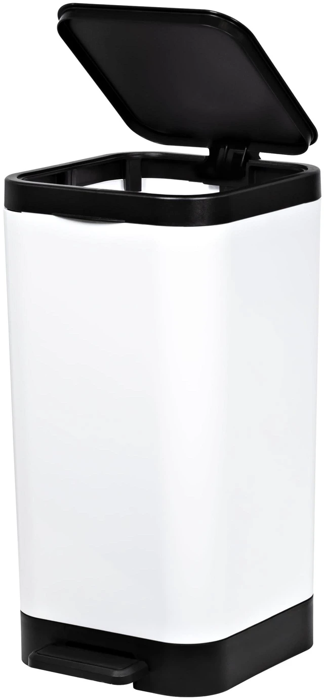 Alt view image 5 of 7 - Hefty 2.6 Gallon Small Plastic Bathroom Step Trash Can with Foot Pedal Lid, White