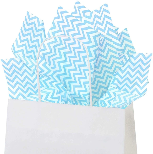 Alt view image 2 of 4 - Light Blue Chevron Tissue Paper 15"x20" 100 Count