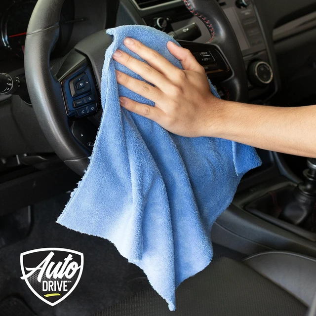 Alt view image 4 of 7 - Auto Drive Coral Fleece Microfiber Towel 24-Pack, Multi-Purpose Cleaning and Detailing, Blue & Yellow