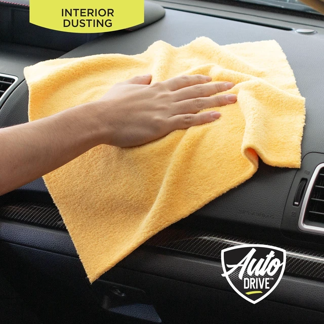 Alt view image 2 of 7 - Auto Drive Coral Fleece Microfiber Towel 24-Pack, Multi-Purpose Cleaning and Detailing, Blue & Yellow