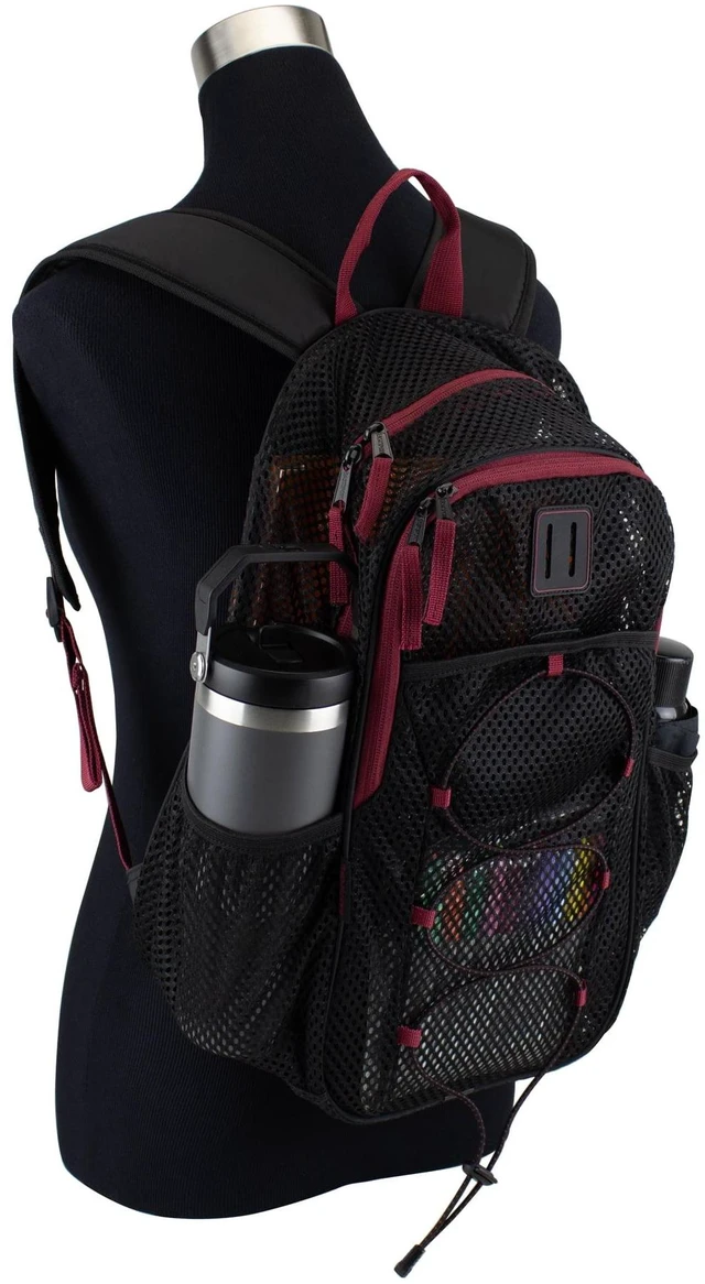 Alt view image 3 of 6 - Eastsport Magna Pro Mesh 17" Backpack, Unisex, Black/Tibetan Red