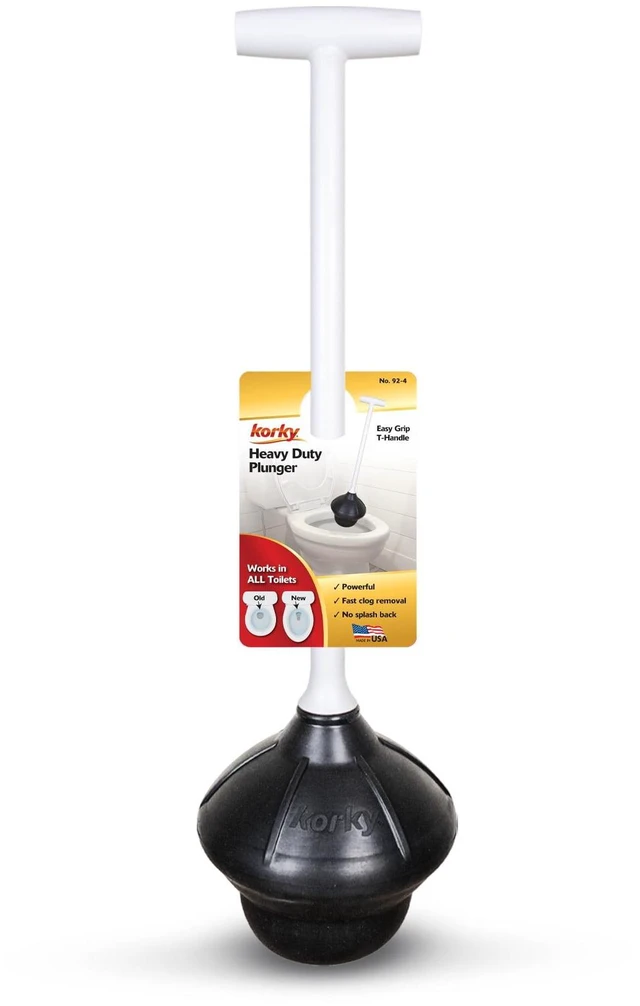 Main image of Korky 92-4 Toilet Plunger, Flexible Rubber, Fits All Bowl Shapes, Clears Common Clogs