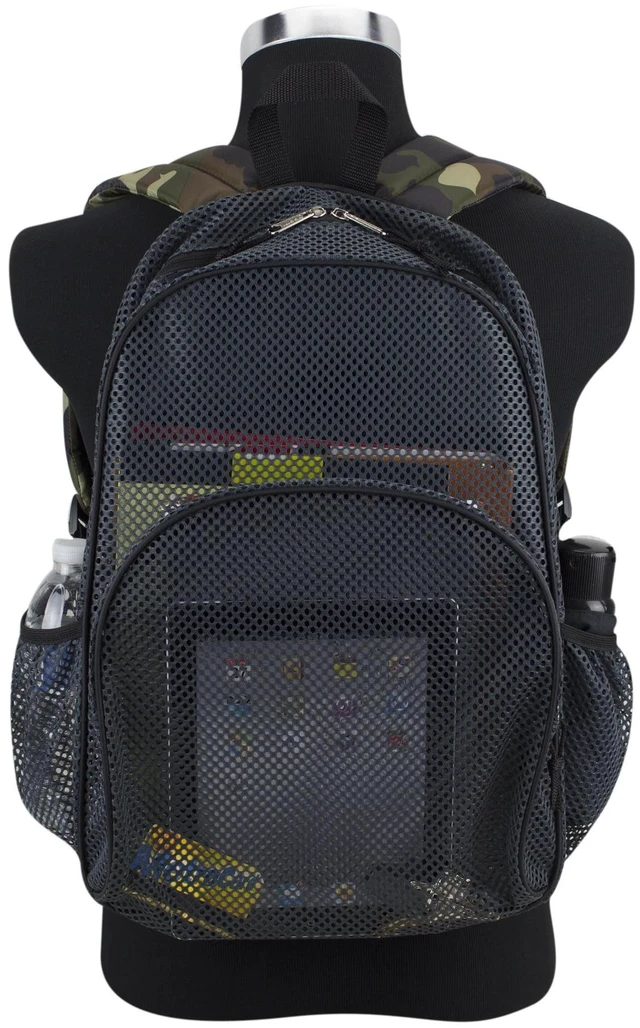 Alt view image 4 of 6 - Eastsport Mesh Backpack with Adjustable Padded Shoulder Straps, Graphite/Camo