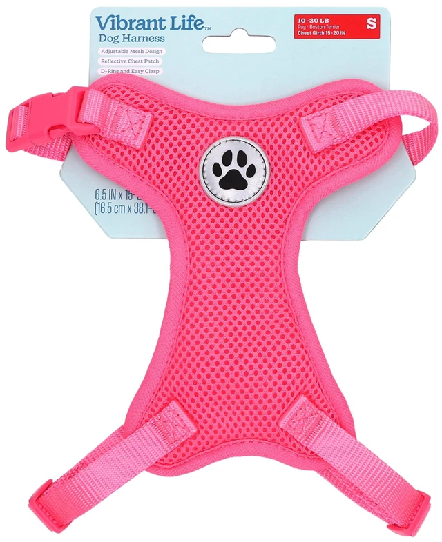 Alt view image 4 of 6 - Vibrant Life Reflective Mesh Adjustable Dog Harness, Pink, Small
