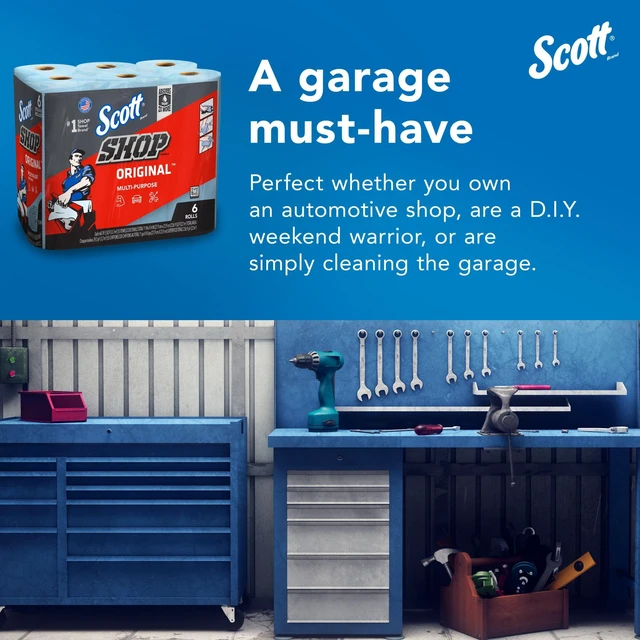 Alt view image 6 of 6 - Scott Shop Towels, 6 Rolls, 55 Sheets Per Roll