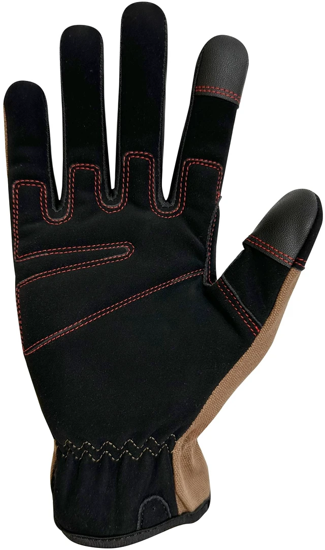 Alt view image 4 of 6 - Hyper Tough Utility Work Gloves, Duck Canvas, Brown, Men's XL