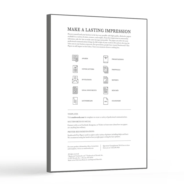 Alt view image 5 of 5 - Southworth Business Paper, Linen Finish, White, 8.5" x 11", 24 lb/89 GSM, 100 Sheets