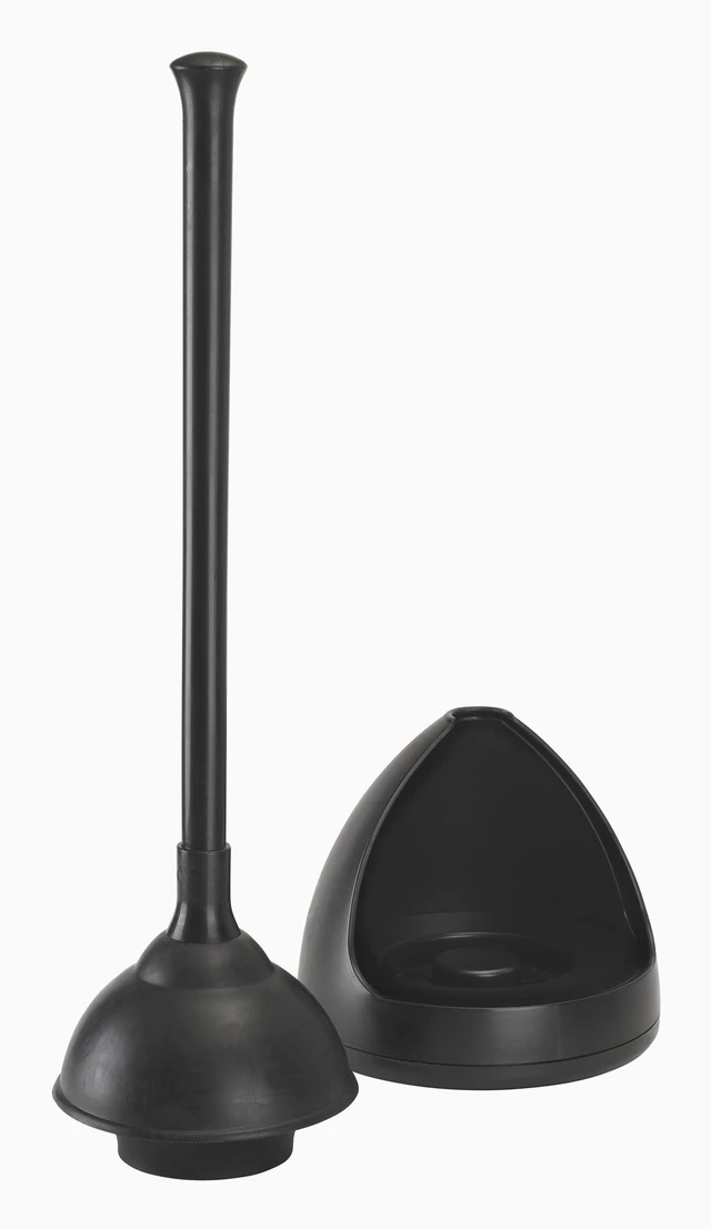Alt view image 2 of 7 - Plumb Craft Toilet Plunger with Twist Caddy Storage Holder, Black
