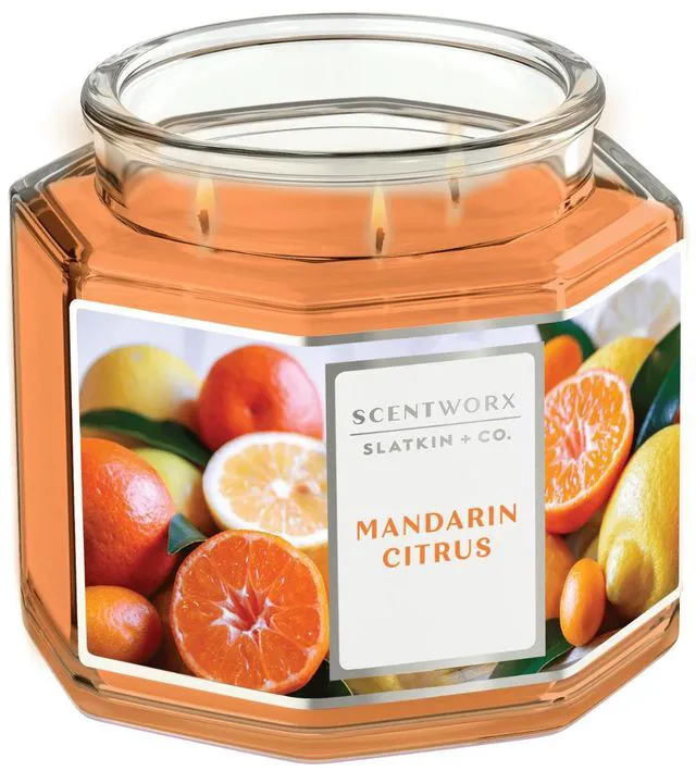Main image of Slatkin & Co Scentworx 14.5oz Mandarin Citrus 3-Wick Jar Candle