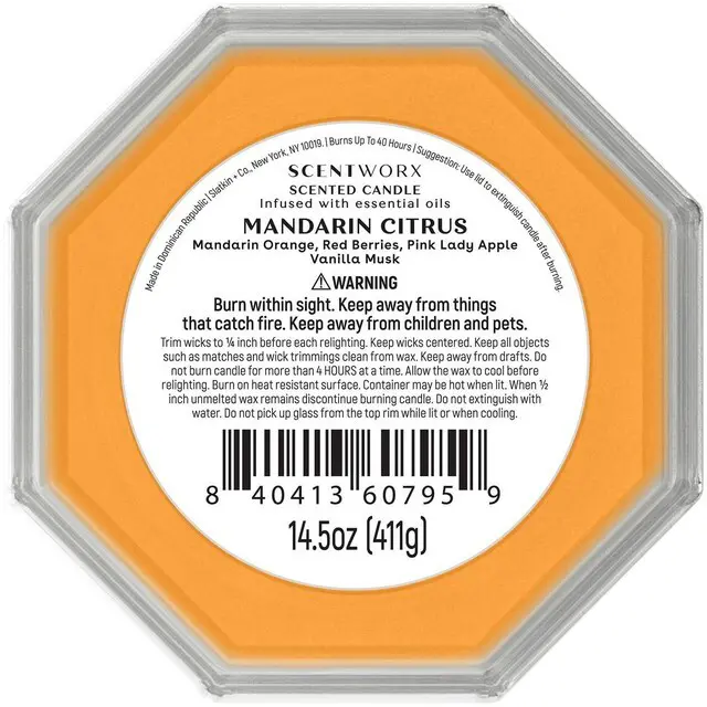 Alt view image 6 of 6 - Slatkin & Co Scentworx 14.5oz Mandarin Citrus 3-Wick Jar Candle
