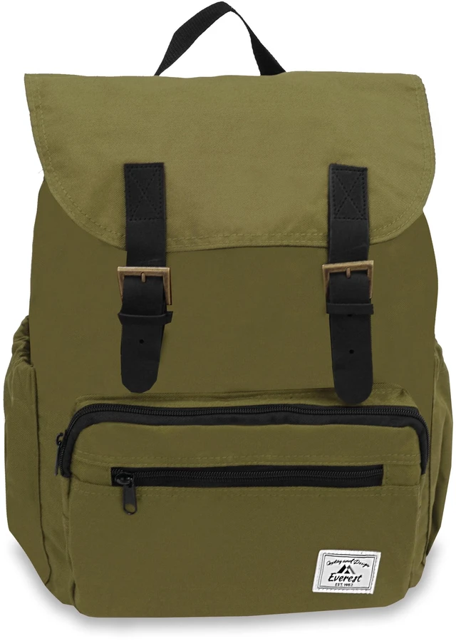 Main image of Everest BP500-OLI 16" Olive Unisex Rucksack, Stylish Book Bag for School, Work, Sports, Travel