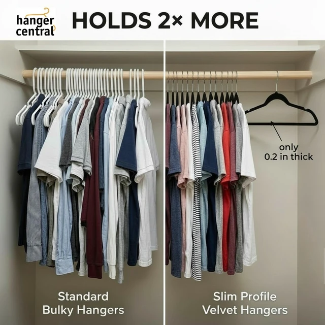 Alt view image 5 of 6 - Hanger Central 25-Pack 17-Inch Black Velvet Clothes Hangers with Swivel Hook