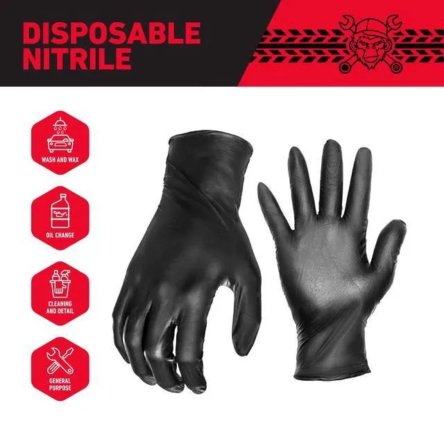 Alt view image 6 of 6 - Grease Monkey Disposable Nitrile Gloves, 3-Pack, Black, Latex Free, Large, 20-Count