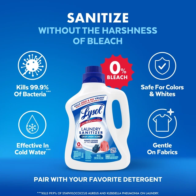 Alt view image 2 of 5 - Lysol Laundry Sanitizer Additive, Crisp Linen, 90 fl oz