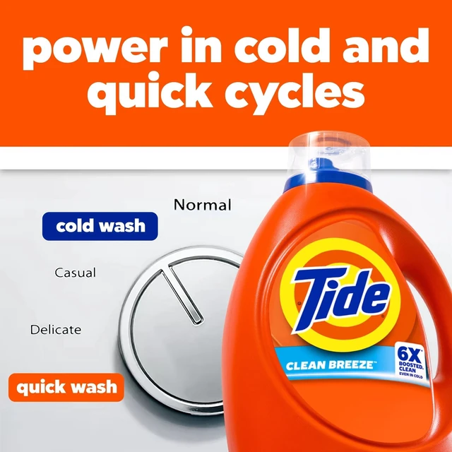 Alt view image 3 of 6 - Tide Liquid Laundry Detergent, Clean Breeze, 80fl oz, 64 Loads, Removes 100% of Common Stains