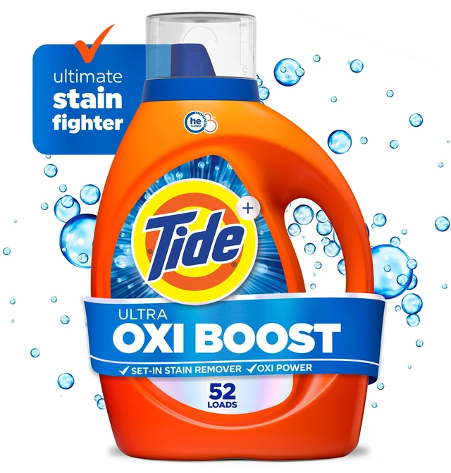Main image of Tide Ultra Oxi Boost Liquid Laundry Detergent, Advanced Stain Remover, 73 fl oz, 52 Loads