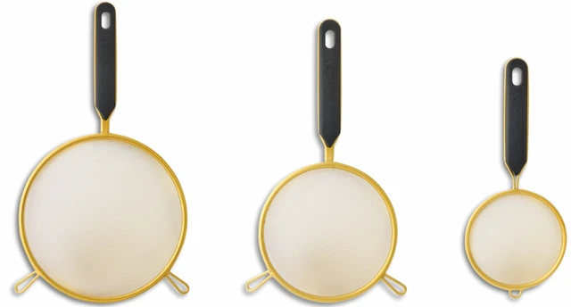 Main image of Thyme & Table 3-Piece Fine Mesh Gold Strainer Set