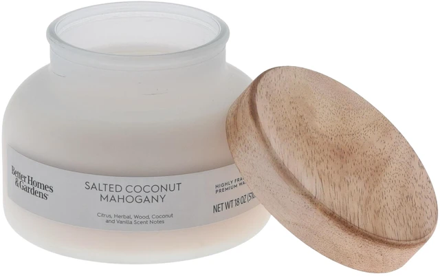 Alt view image 6 of 6 - Better Homes & Gardens Salted Coconut Mahogany Scented 2-Wick Frosted Jar Candle, 18oz