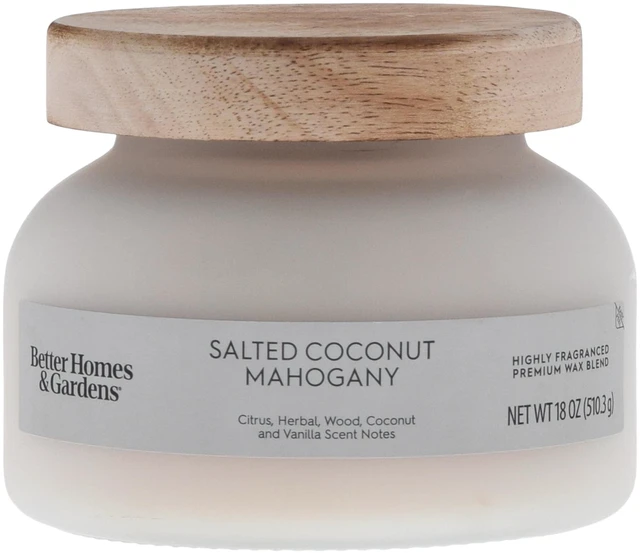 Alt view image 3 of 6 - Better Homes & Gardens Salted Coconut Mahogany Scented 2-Wick Frosted Jar Candle, 18oz
