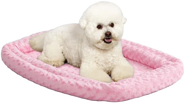 Alt view image 4 of 4 - Midwest QuietTime Double Bolster Dog Bed & Crate Mat, Pink, 22"