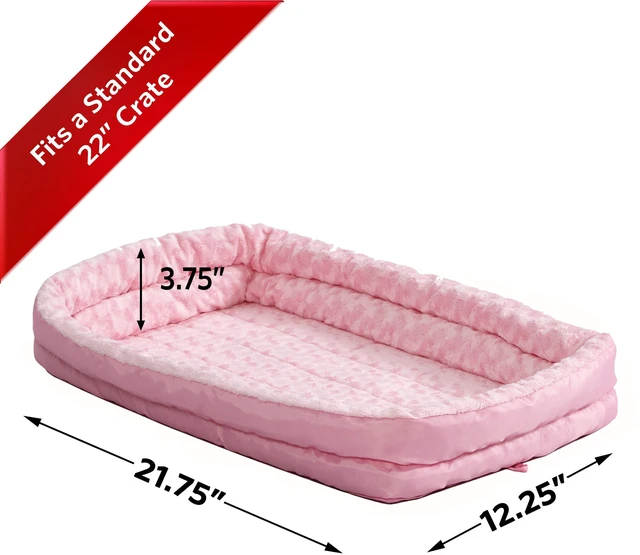 Alt view image 2 of 4 - Midwest QuietTime Double Bolster Dog Bed & Crate Mat, Pink, 22"