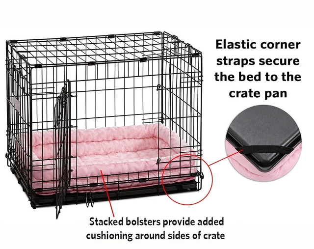 Alt view image 3 of 4 - Midwest QuietTime Double Bolster Dog Bed & Crate Mat, Pink, 22"
