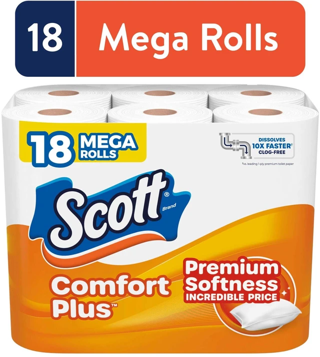Main image of Scott ComfortPlus Toilet Paper 18 Mega Rolls