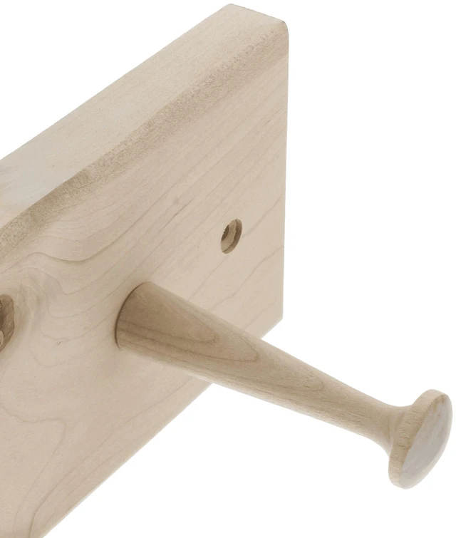 Alt view image 2 of 4 - Mainstays 18-Inch Wall Mounted Unfinished Wood Hook Rack, 4 Pegs