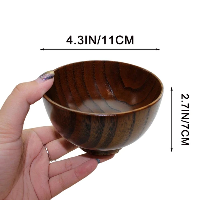 Alt view image 3 of 7 - Solid Wood Bowl Japanese Style Children Serving Tableware for Salad Rice Miso Soup Fruits Decorative Display Gift, Single Bowl