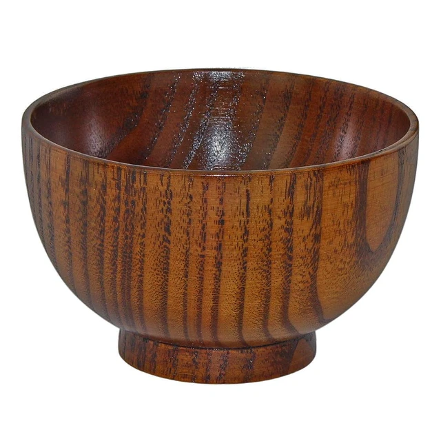 Alt view image 6 of 7 - Solid Wood Bowl Japanese Style Children Serving Tableware for Salad Rice Miso Soup Fruits Decorative Display Gift, Single Bowl