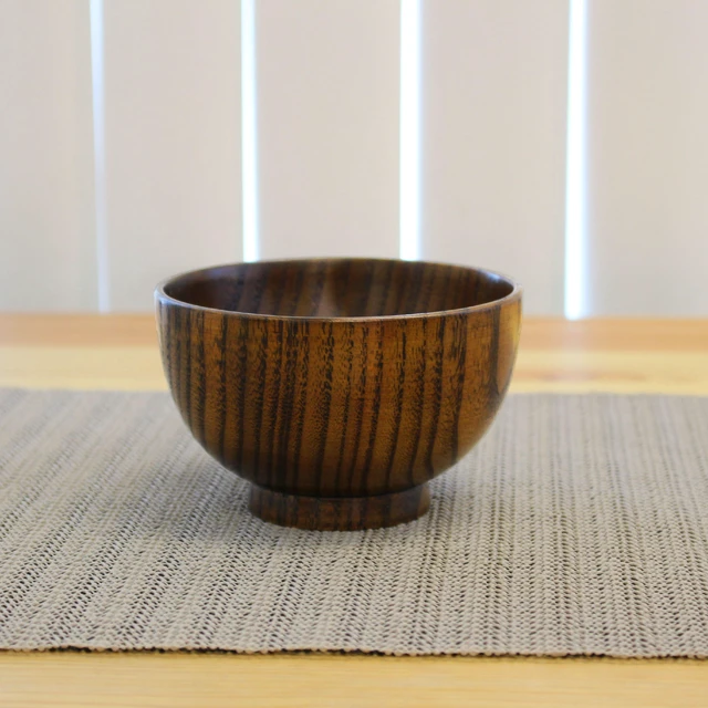 Alt view image 2 of 7 - Solid Wood Bowl Japanese Style Children Serving Tableware for Salad Rice Miso Soup Fruits Decorative Display Gift, Single Bowl