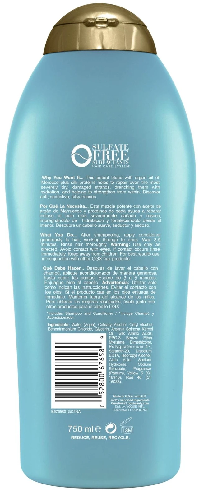 Alt view image 5 of 7 - OGX Extra Strength Hydrate & Repair Daily Conditioner with Argan Oil, 25.4 fl oz