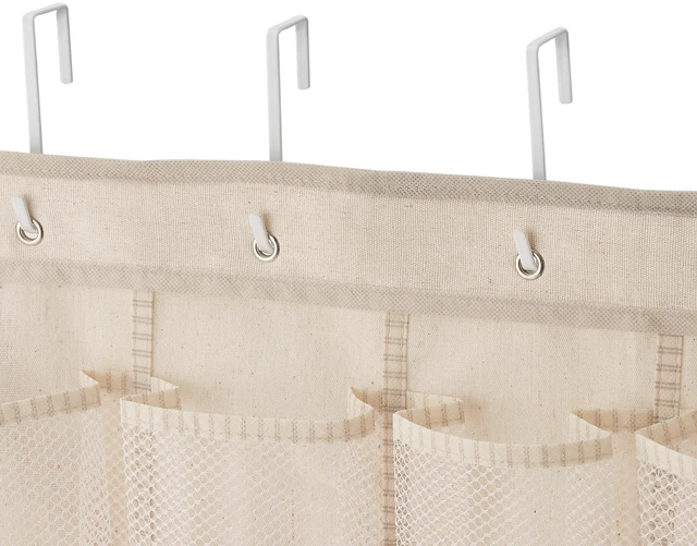 Alt view image 3 of 5 - Mainstays 24-Pocket Canvas Over-the-Door Hanging Shoe Organizer, Beige