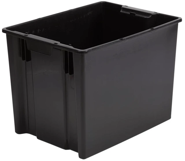 Alt view image 6 of 6 - Hyper Tough Large Plastic Stacking Open Storage Bin, Black, No Lid