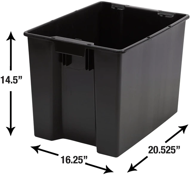 Alt view image 3 of 6 - Hyper Tough Large Plastic Stacking Open Storage Bin, Black, No Lid