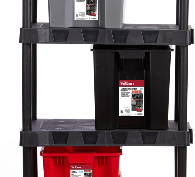 Alt view image 2 of 6 - Hyper Tough Large Plastic Stacking Open Storage Bin, Black, No Lid