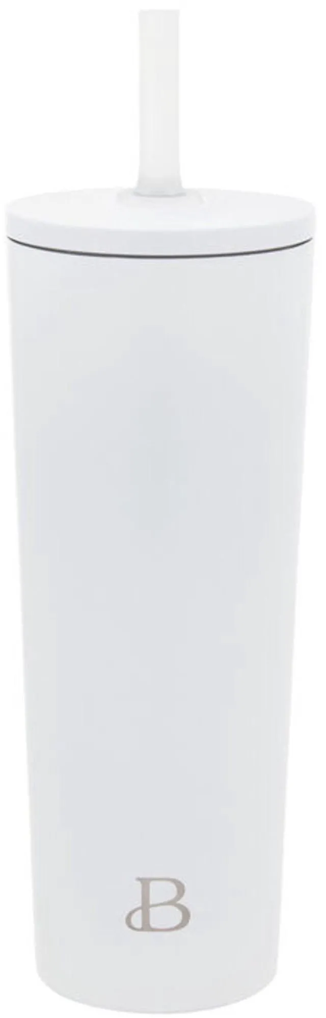 Main image of 24oz Stainless Steel Tumbler with Straw, White