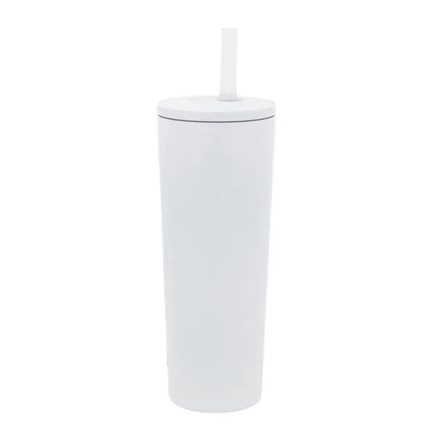 Alt view image 5 of 7 - 24oz Stainless Steel Tumbler with Straw, White