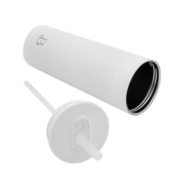 Alt view image 4 of 7 - 24oz Stainless Steel Tumbler with Straw, White