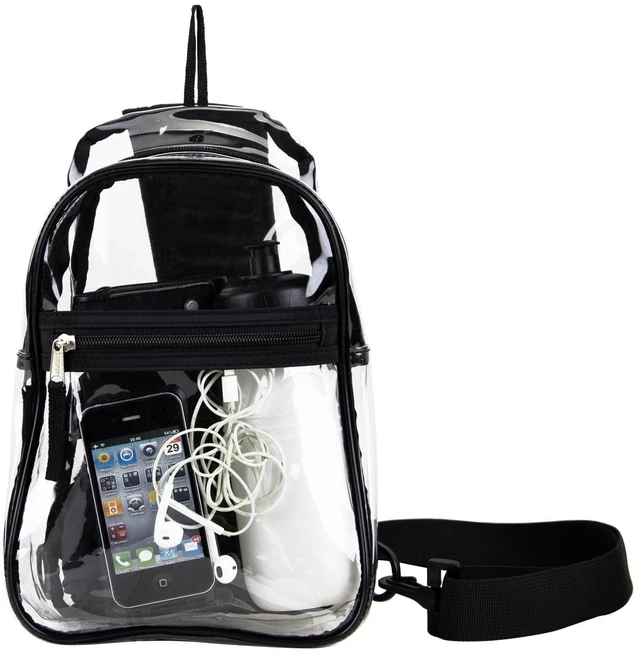 Alt view image 5 of 6 - Eastsport Unisex Clear Sling Stadium Approved Bag, Black Trim