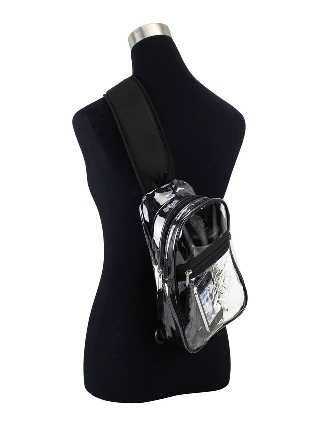 Alt view image 3 of 6 - Eastsport Unisex Clear Sling Stadium Approved Bag, Black Trim